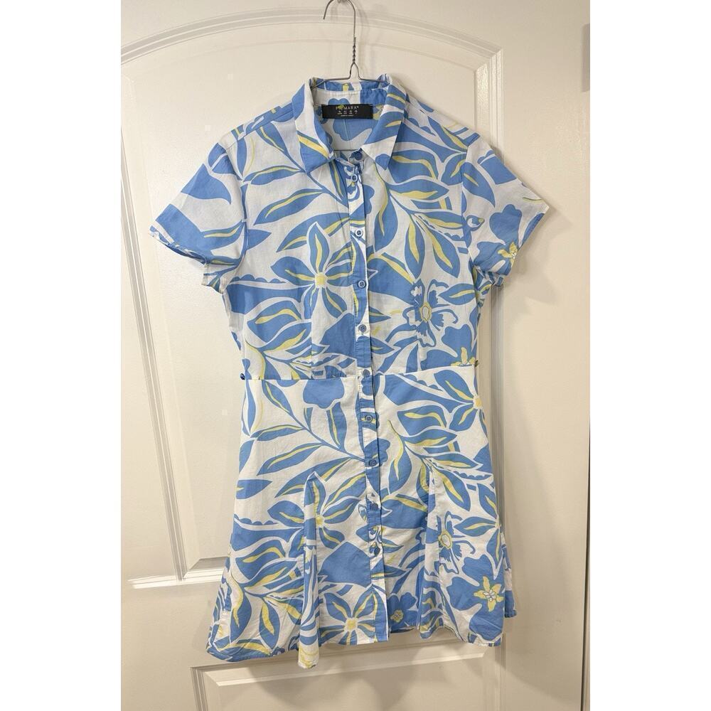 Primark Floral Button-Front Fit & Flare Dress Women’s 10 Blue White Yellow - Picture 4 of 12